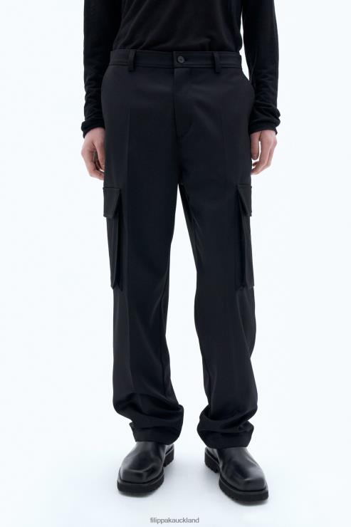 Men Filippa K Black Wool Twill Cargo Pants Apparel 66L84363