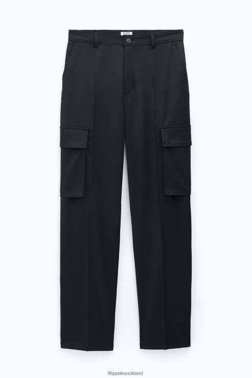 Men Filippa K Black Wool Twill Cargo Pants Apparel 66L84363