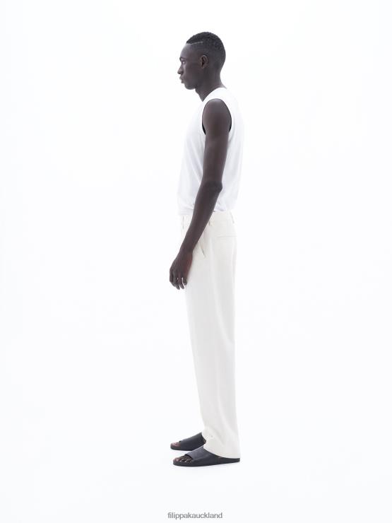 Men Filippa K Bone White Mateo Cotton Linen Trousers Apparel 66L84369