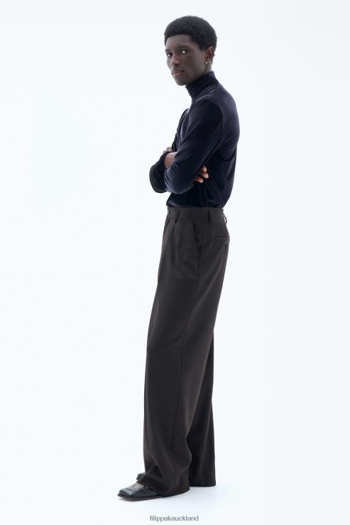 Men Filippa K Dark Chocolate Wide Wool Trousers Apparel 66L84357