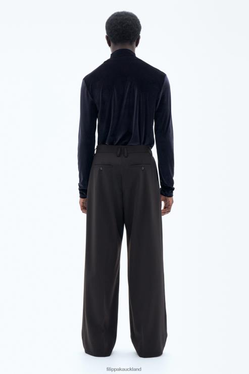 Men Filippa K Dark Chocolate Wide Wool Trousers Apparel 66L84357