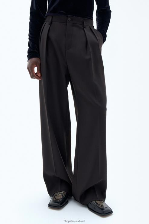 Men Filippa K Dark Chocolate Wide Wool Trousers Apparel 66L84357
