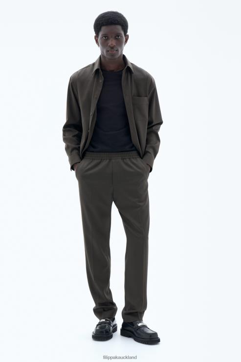 Men Filippa K Dark Forest Green Relaxed Wool Trousers Apparel 66L84371