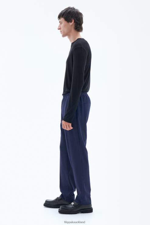 Men Filippa K French Navy Relaxed Wool Trousers Apparel 66L84375