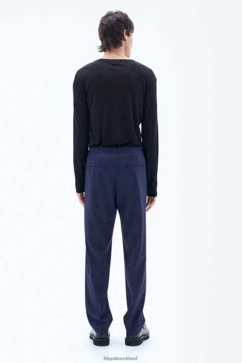Men Filippa K French Navy Relaxed Wool Trousers Apparel 66L84375