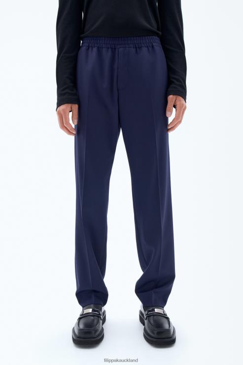 Men Filippa K French Navy Relaxed Wool Trousers Apparel 66L84375