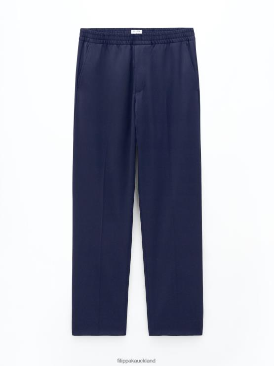 Men Filippa K French Navy Relaxed Wool Trousers Apparel 66L84375