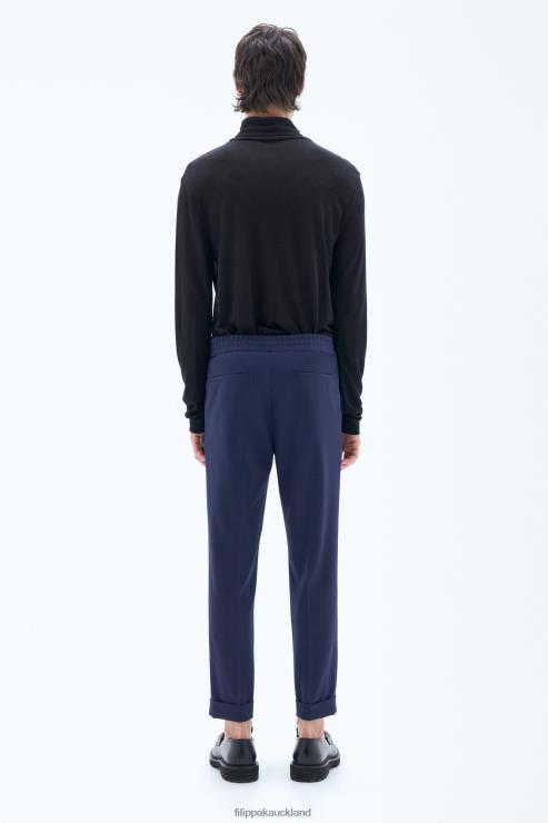 Men Filippa K French Navy Terry Cropped Trousers Apparel 66L84376
