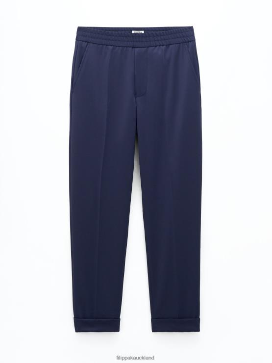 Men Filippa K French Navy Terry Cropped Trousers Apparel 66L84376