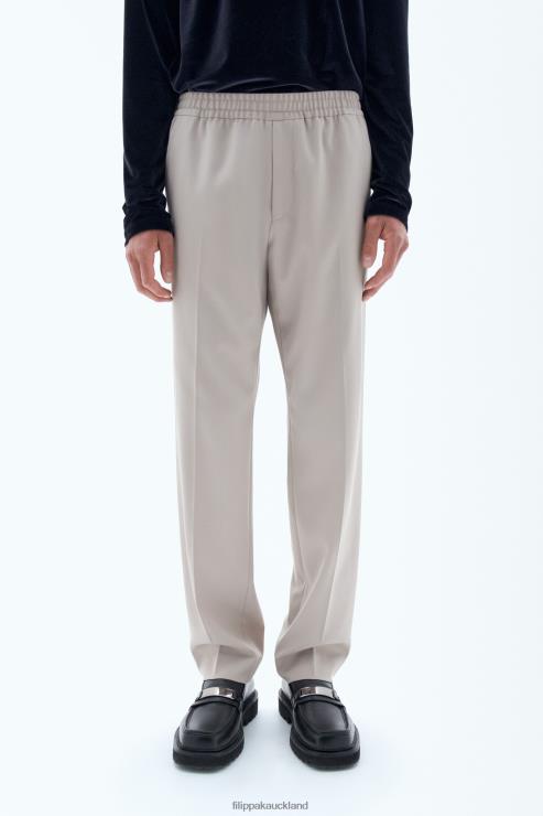 Men Filippa K Grey Beige Relaxed Wool Trousers Apparel 66L84360