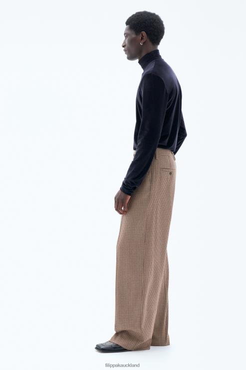 Men Filippa K Sand Beige/Brown Check Wide Check Trousers Apparel 66L84361