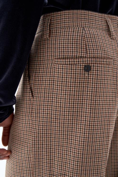 Men Filippa K Sand Beige/Brown Check Wide Check Trousers Apparel 66L84361