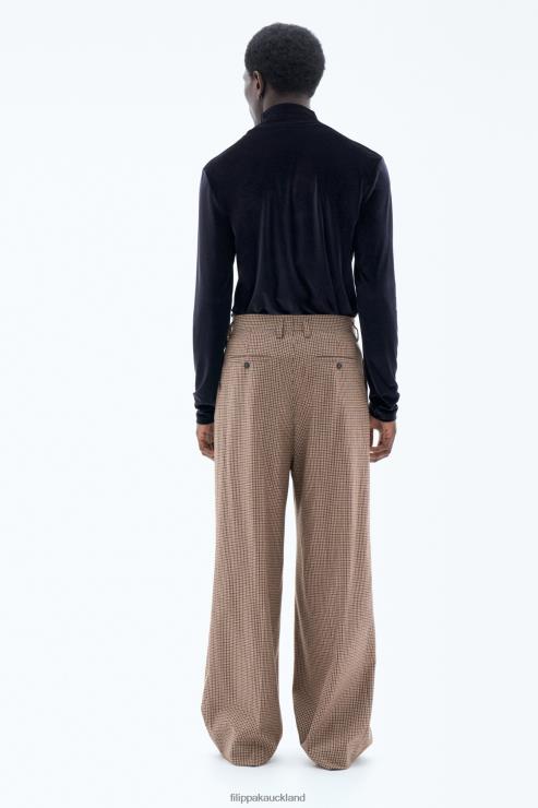 Men Filippa K Sand Beige/Brown Check Wide Check Trousers Apparel 66L84361