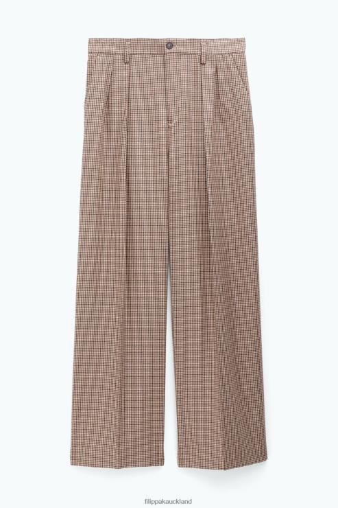 Men Filippa K Sand Beige/Brown Check Wide Check Trousers Apparel 66L84361