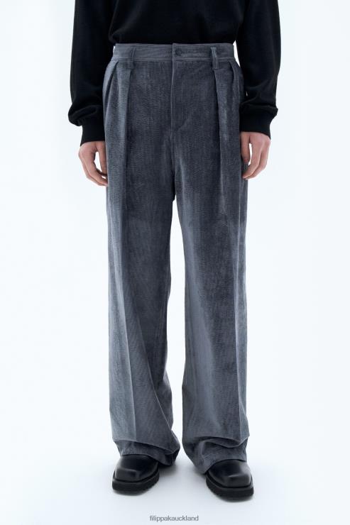 Men Filippa K Smoke green Crushed Corduroy Trousers Apparel 66L84353