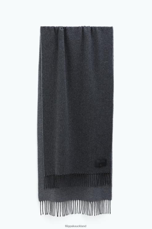 Unisex Filippa K Anthracite Melange Double Wool Cashmere Scarf Accessory 66L84409