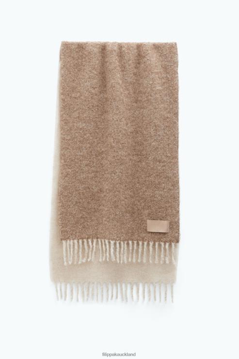 Unisex Filippa K Beige Boucle Colour Block Scarf Accessory 66L84417