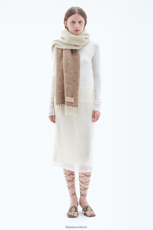 Unisex Filippa K Beige Boucle Colour Block Scarf Accessory 66L84417