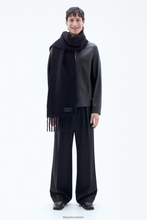 Unisex Filippa K Black Boucle Scarf Accessory 66L84429