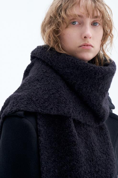 Unisex Filippa K Black Boucle Scarf Accessory 66L84429