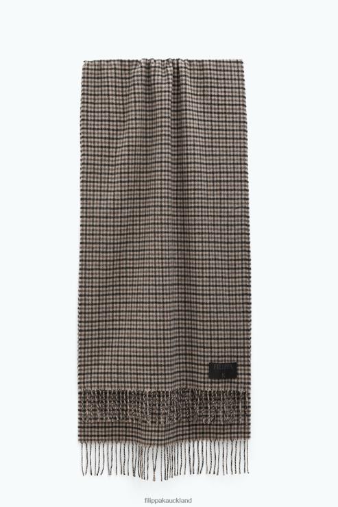 Unisex Filippa K Dark Brown Check Wool Check Scarf Accessory 66L84415