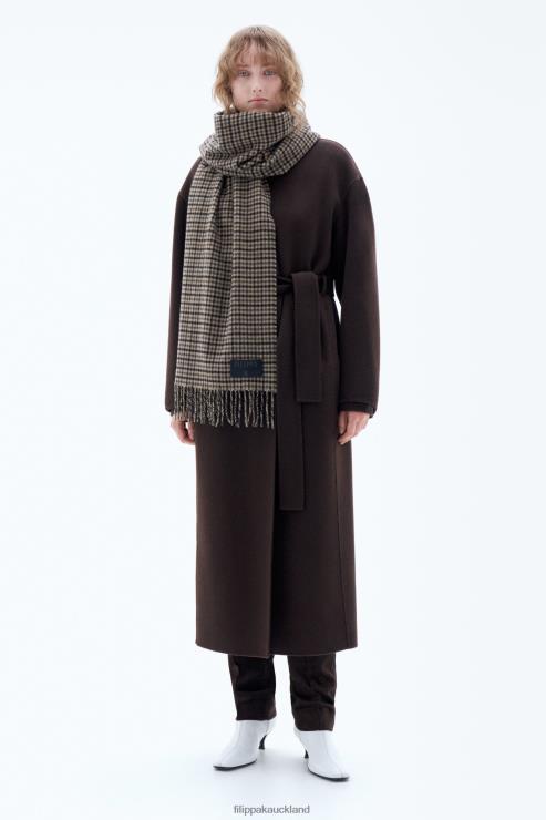 Unisex Filippa K Dark Brown Check Wool Check Scarf Accessory 66L84415