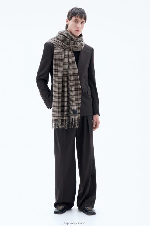 Unisex Filippa K Dark Brown Check Wool Check Scarf Accessory 66L84415