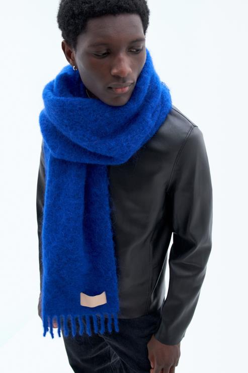 Unisex Filippa K Electric Blue Boucle Colour Block Scarf Accessory 66L84422