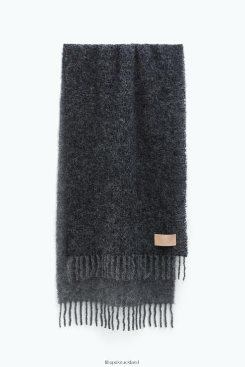 Unisex Filippa K Grey Boucle Colour Block Scarf Accessory 66L84418