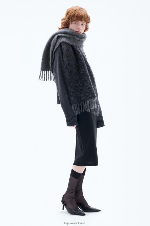 Unisex Filippa K Grey Boucle Colour Block Scarf Accessory 66L84418