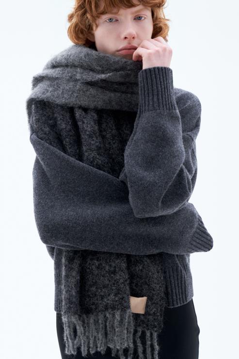 Unisex Filippa K Grey Boucle Colour Block Scarf Accessory 66L84418