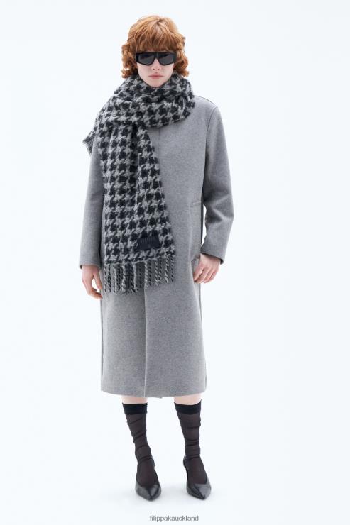 Unisex Filippa K Grey Houndstooth Scarf Accessory 66L84414