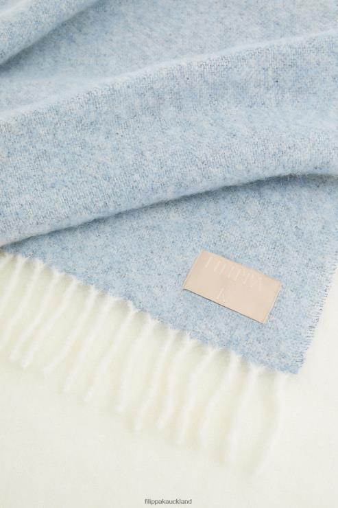 Unisex Filippa K Ice Blue/Off White Boucle Colour Block Scarf Accessory 66L84416