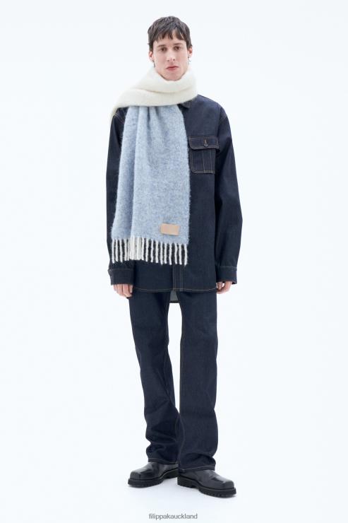Unisex Filippa K Ice Blue/Off White Boucle Colour Block Scarf Accessory 66L84416