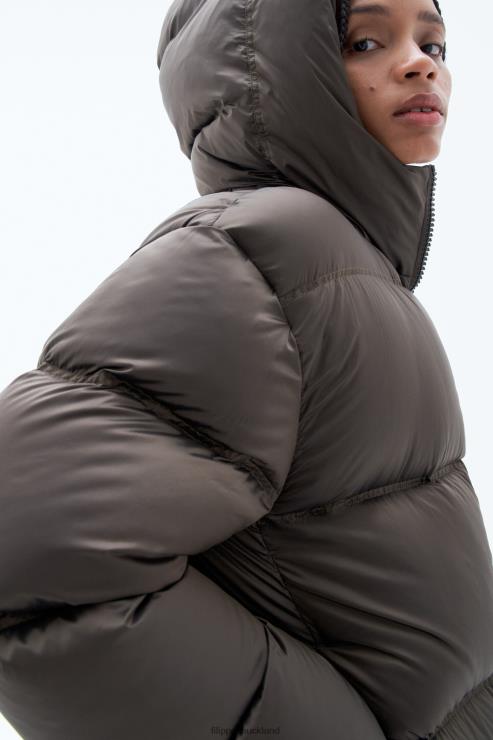 Unisex Filippa K Dark Chocolate Hooded Puffer Jacket Apparel 66L8420