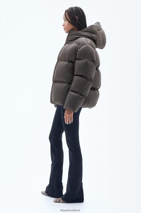 Unisex Filippa K Dark Chocolate Hooded Puffer Jacket Apparel 66L8420