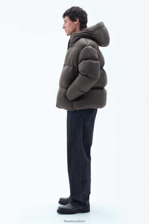 Unisex Filippa K Dark Chocolate Hooded Puffer Jacket Apparel 66L8420