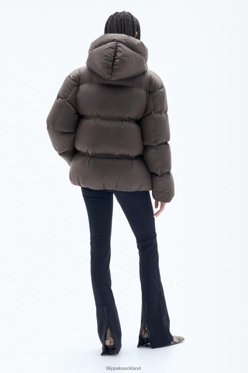 Unisex Filippa K Dark Chocolate Hooded Puffer Jacket Apparel 66L8420