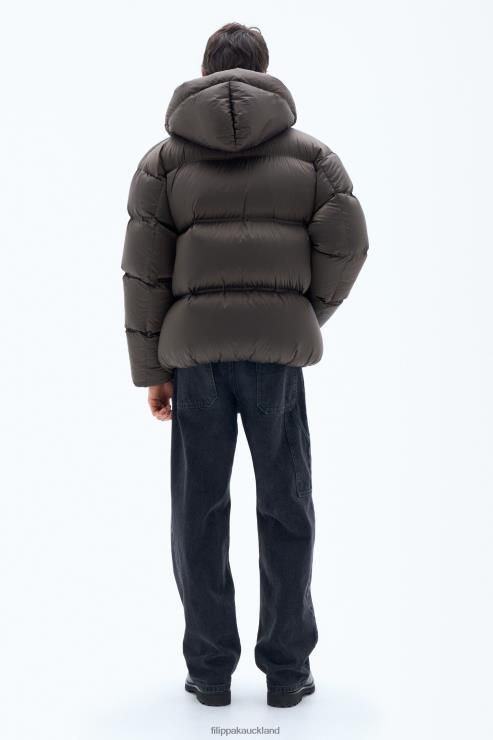 Unisex Filippa K Dark Chocolate Hooded Puffer Jacket Apparel 66L8420