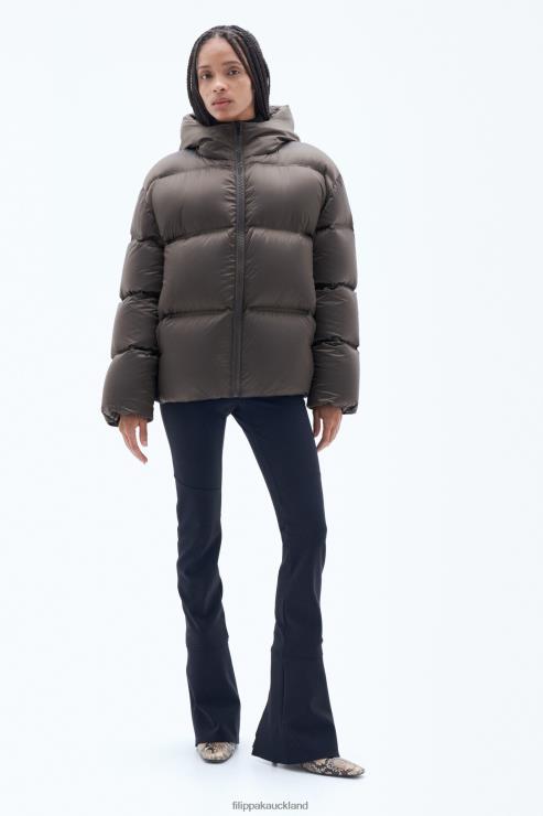 Unisex Filippa K Dark Chocolate Hooded Puffer Jacket Apparel 66L8420