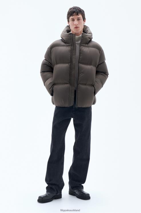 Unisex Filippa K Dark Chocolate Hooded Puffer Jacket Apparel 66L8420
