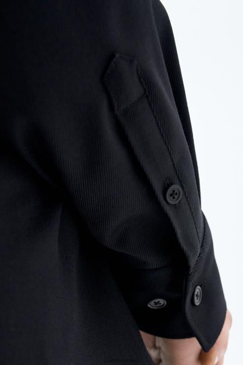 Unisex Filippa K Black Wool Twill Shirt Apparel 66L84192