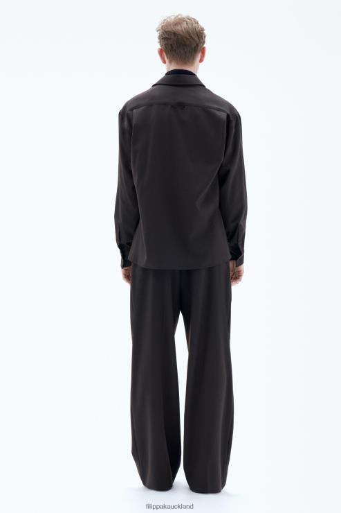 Unisex Filippa K Dark Brown Wool Twill Shirt Apparel 66L84201