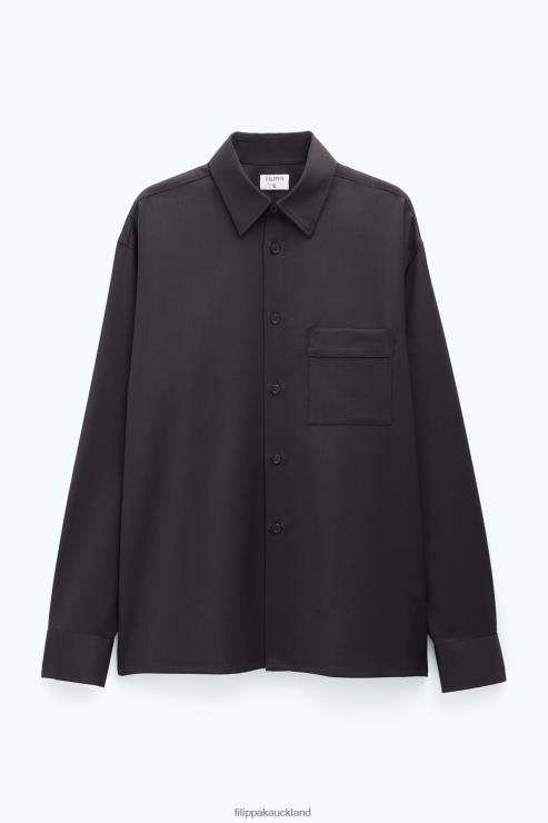 Unisex Filippa K Dark Brown Wool Twill Shirt Apparel 66L84201