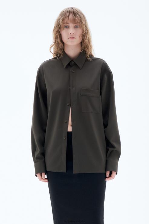 Unisex Filippa K Dark Forest Green Wool Twill Shirt Apparel 66L84202