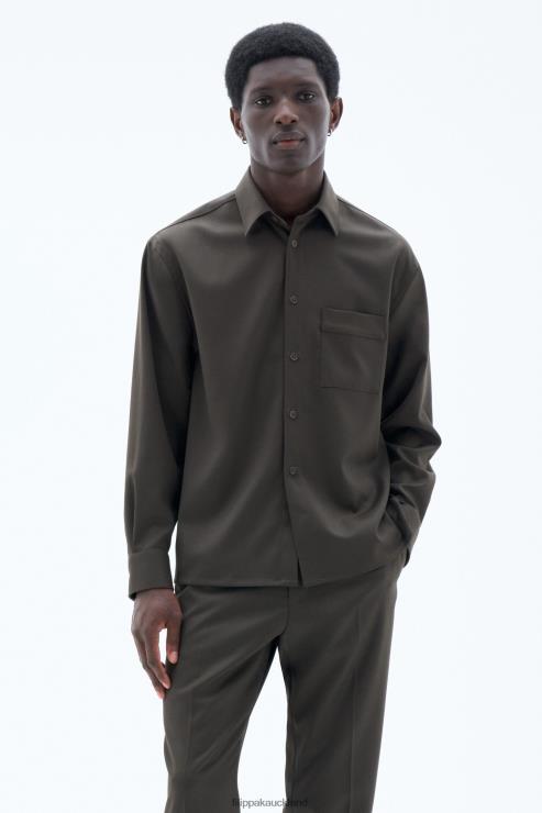 Unisex Filippa K Dark Forest Green Wool Twill Shirt Apparel 66L84202