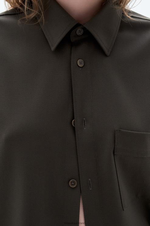 Unisex Filippa K Dark Forest Green Wool Twill Shirt Apparel 66L84202