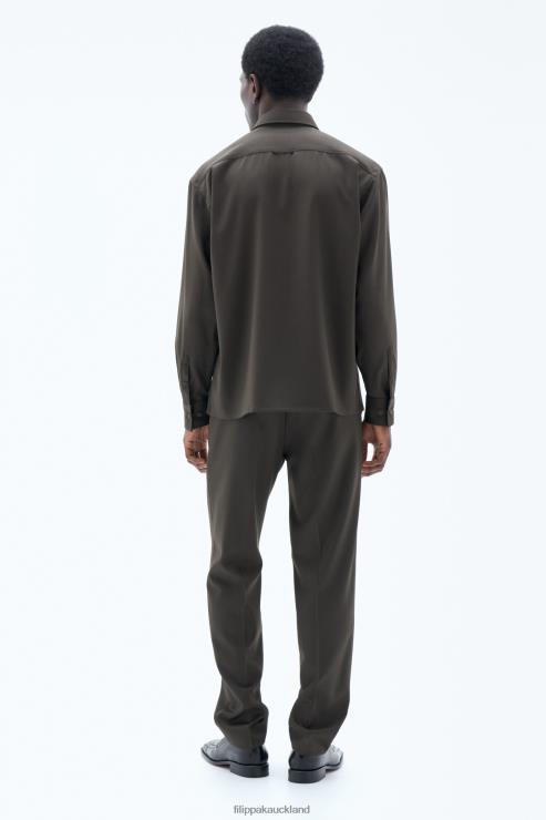 Unisex Filippa K Dark Forest Green Wool Twill Shirt Apparel 66L84202