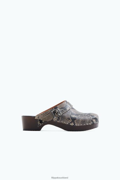 Unisex Filippa K x Swedish Hasbeens Printed Nougat Snake Backstrap Clog Shoes 66L84451
