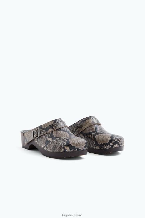 Unisex Filippa K x Swedish Hasbeens Printed Nougat Snake Backstrap Clog Shoes 66L84451